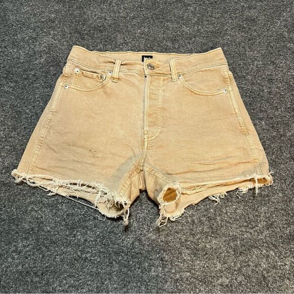 Gap Denim Shorts Tan Brown Button Fly Cut Off Fray - Picture 1 of 6